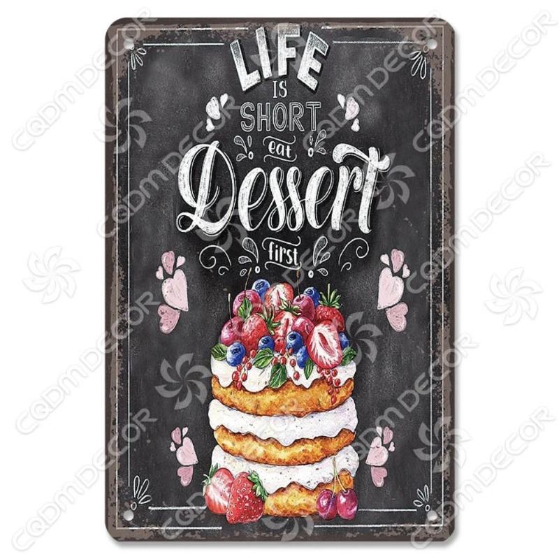 Eat Breakfast at Night Funny Sign, Kitchen Wall Decor Metal Plaque 20x30cm