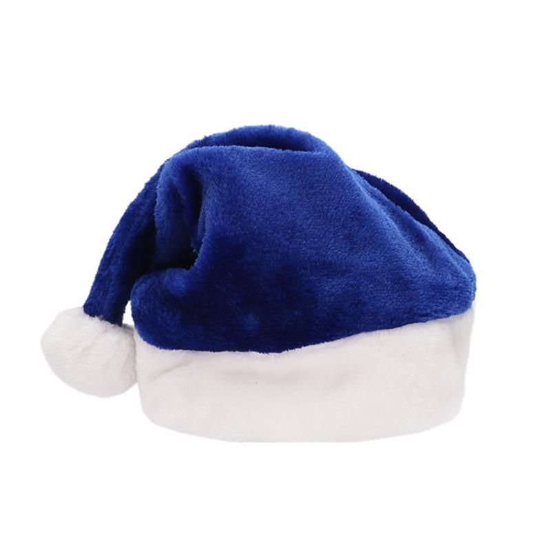 Available: Red/Blue/Pink/Green/Yellow Santa Hat - Short Plush, Brushed Finish for Adults, Holiday Party Christmas Decoration.