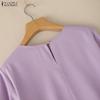 ZANZEA Camicetta casual da donna, girocollo, tinta unita, ampia, con maniche a 3/4