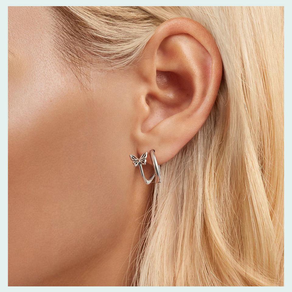 WOSTU 925 Sterling Silber Schmetterling Creolen Mode Abendaccessoires Creolen für Damen Mädchen Feiner Schmuck