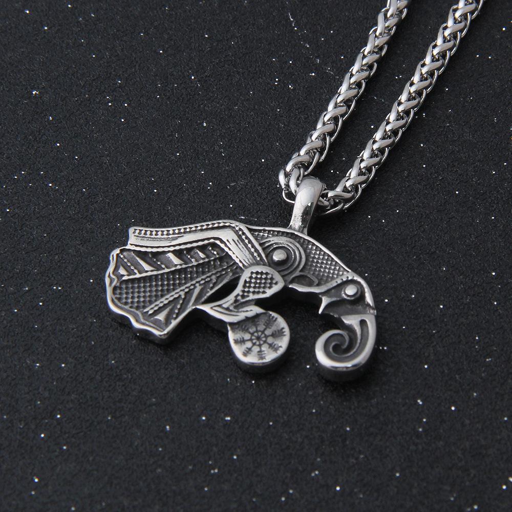 Raven Pendant Necklace Stainless Steel  Viking Scandinavian Norse Viking Necklace Men Gift