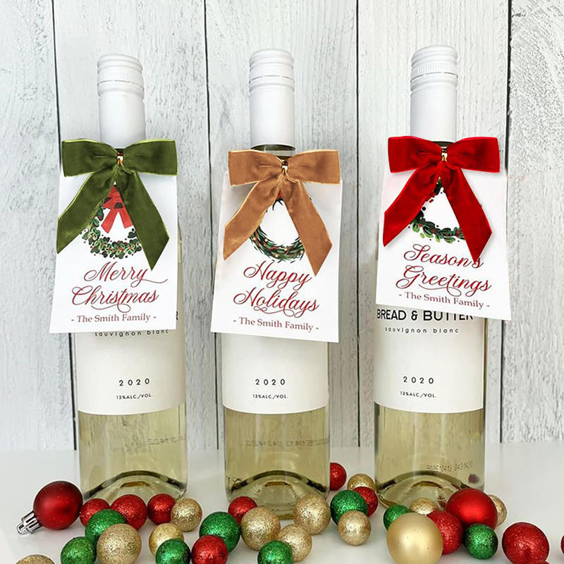 Christmas Tree Decoration Pendant 2.5cm Velvet Bow Christmas Atmosphere Wine Bottle Cover Bag Decoration Prop Crafts Pendant
