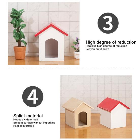 1:12 Miniature Dog House Realistic Excellent Workmanship Wood Fairy Micro Landscape Dog House for Children