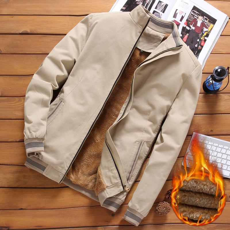 Men s Fleece Jacket Winter Top Korean Version Casual Men s Jacket Middle-aged Fashion M