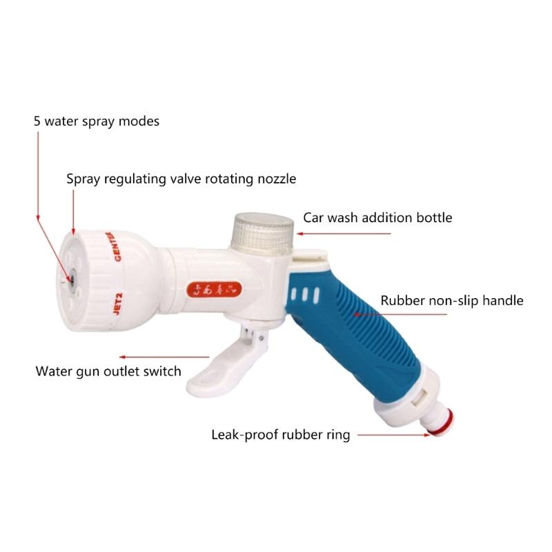 High Pressure Car Watering Gun 5 Function Portable Watering Equipment for Garden Yard Car Washing Flower Watering