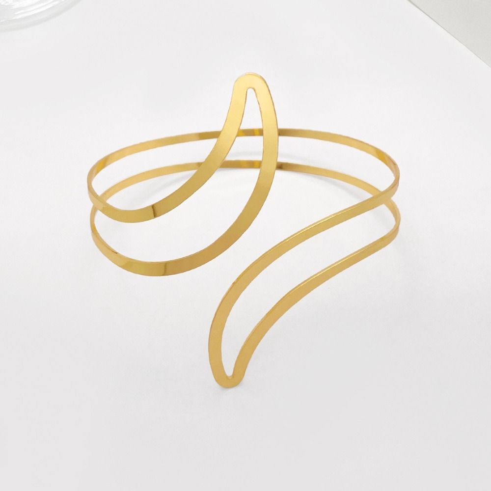 Metal Opening Arm Bracelet Gold Color Arm Bracelet Glamorous Wide Open Bangle  Women's Accessories