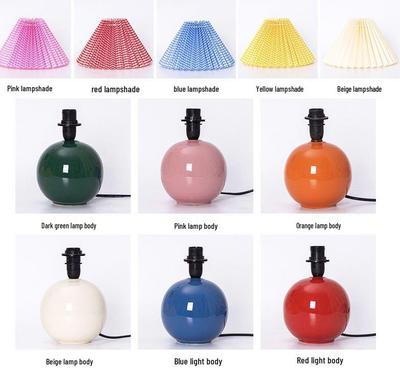 Ceramic Lamp with Retro Pleated Fabric Shade for Living Room or Bedroom Table