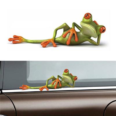 2 Types d'autocollants de voiture grenouille drôle, autocollant graphique 3D stéréo pour fenêtre de camion, intérieur d'automobile