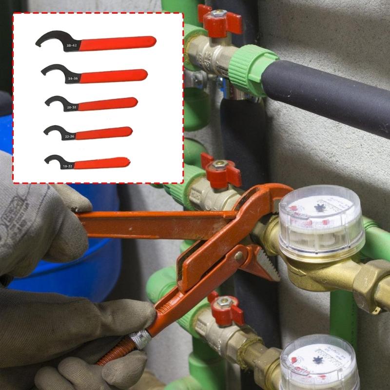 High Carbon Steel Crescents Spanner Tool Collection In Red And Black Plumbing Equipment Set For Mechanical Adjustments
