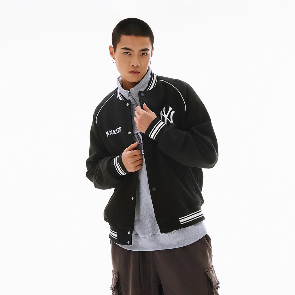 New MLB SS24 Baseball Jacket Unisex Black 3AJPV0841-50BKS