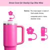Cup Accessories Set for Stanley Cup 30oz 40oz tumbler with handle, Including Silicone Straw Topper Cover Cap, Handle Charm, Initials Sticker Fuchsia