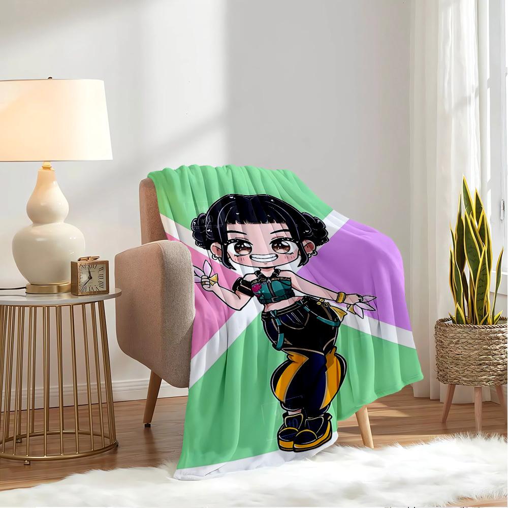 K-POP Anime Kız Grubu Dört Mevsim Yumuşak Sıcak Battaniye Her Mevsim Kalın Örgü Polyester Yatak Örtüsü Yatak, Kamp, Seyahat İçin Mükemmel Hediye
