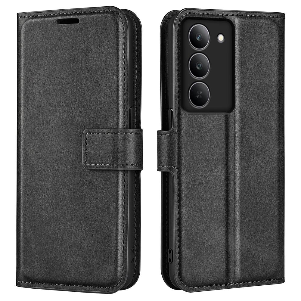 

Для Realme 14x 4G Чохол-підставка Захист від подряпин Шкіряний чохол для телефону з телячої шкіри Black