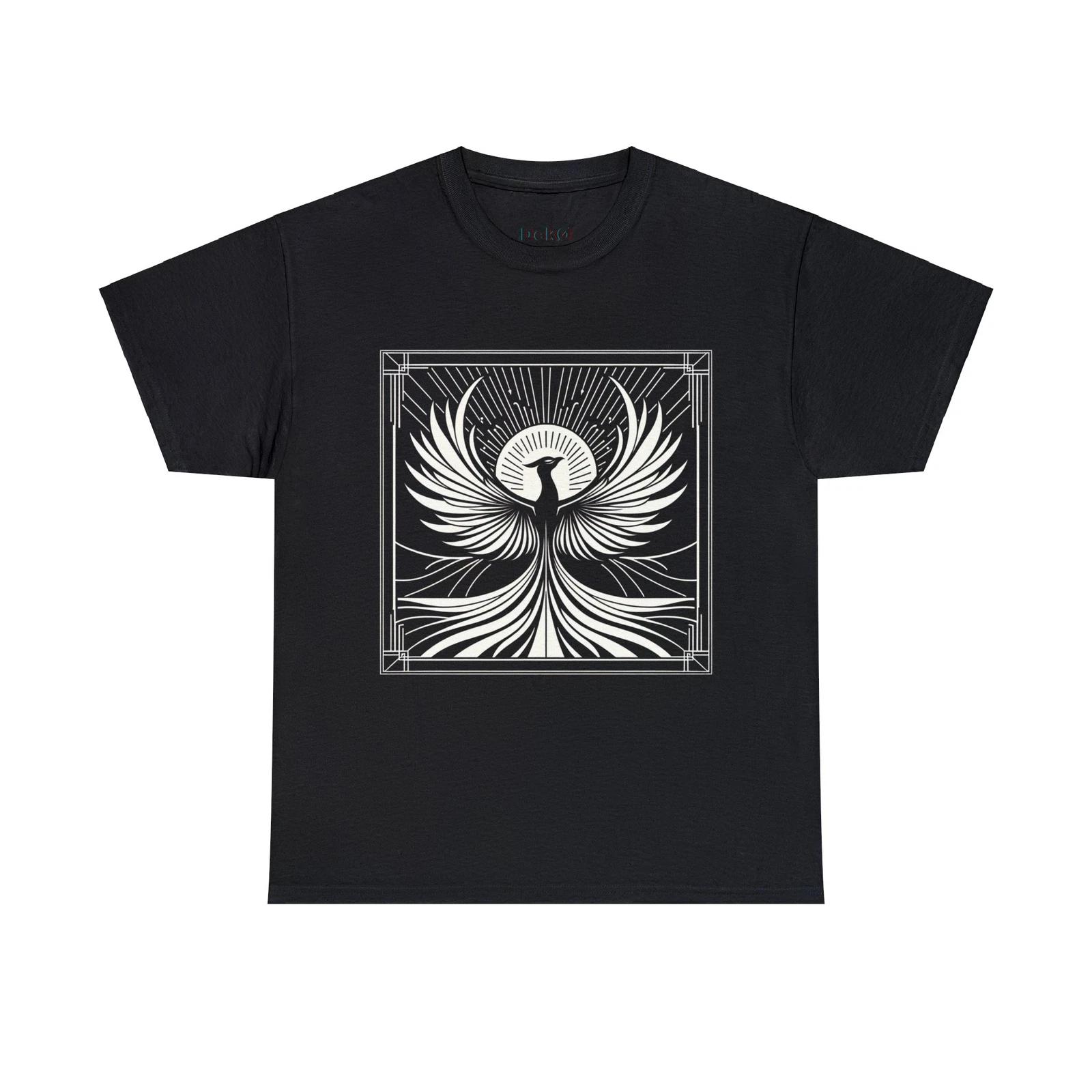 Unisex Adult T Shirt Designer Monochrome Art Deco Phoenix Sleek Cool Graphic Tee S