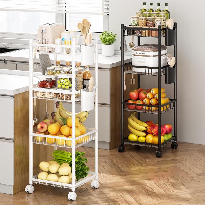 Compact Household Multi-Layer Trolley: Floor-Standing Kitchen Storage Rack