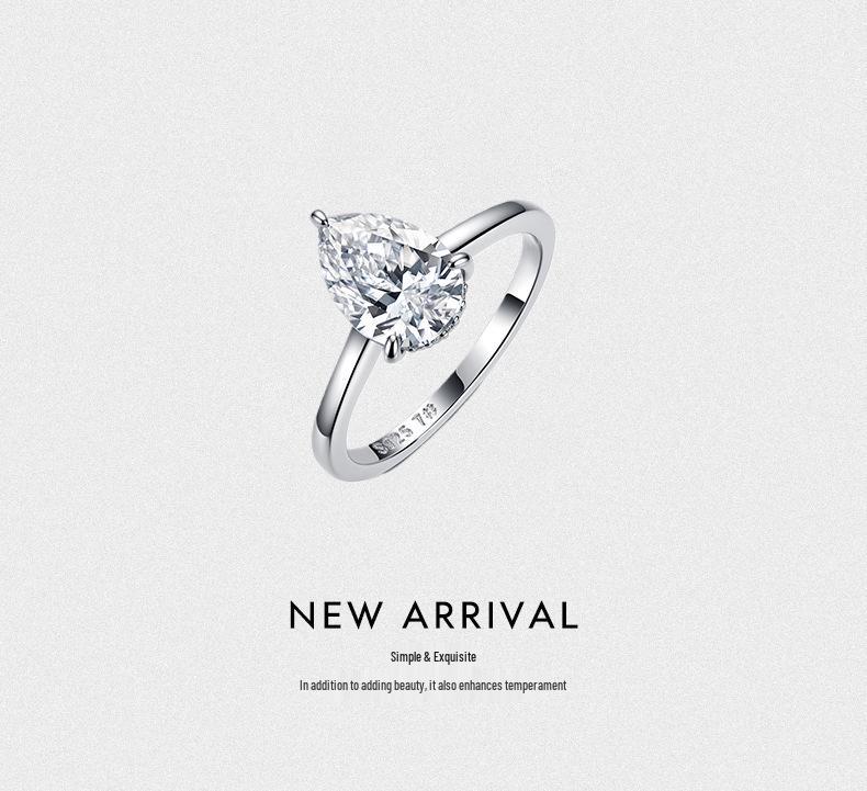 Δαχτυλίδι Moissanite σε σχήμα αχλαδιού από Ασήμι 925 Στερλίνας για Γυναίκες