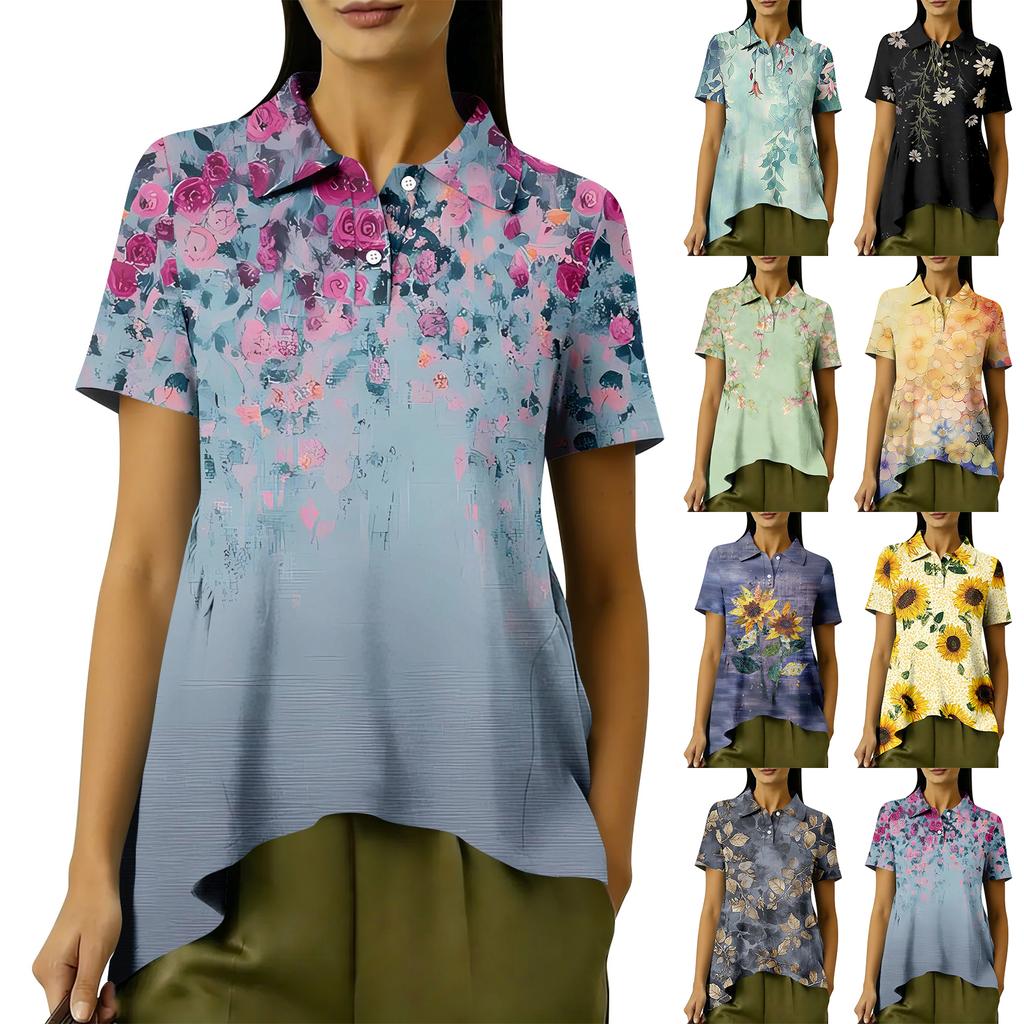 Women's Fashion Casual Short Sleeve Floral Print Top