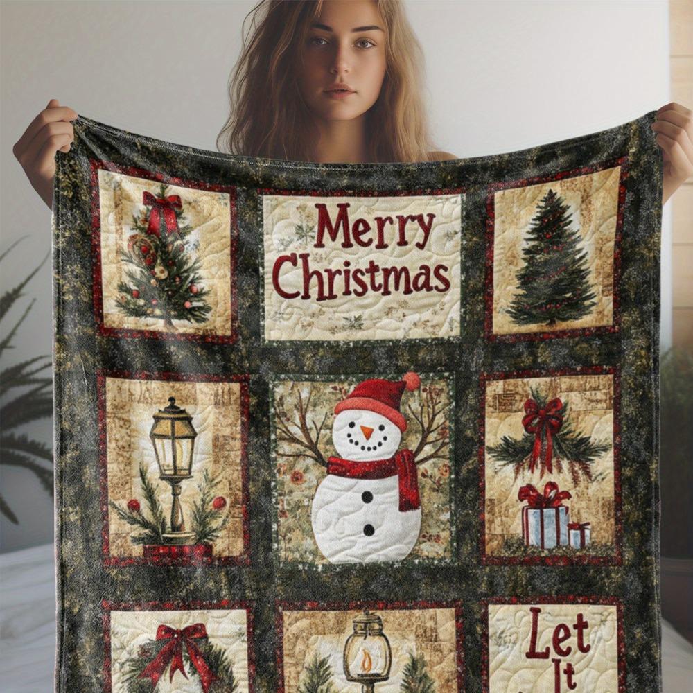 1 Stück Merry Christmas Decke Schneemann-Aufdruck Flauschige Flanelldecke für Zuhause Wohnzimmer Dekor Neujahr Weihnachtsgeschenk für die Familie