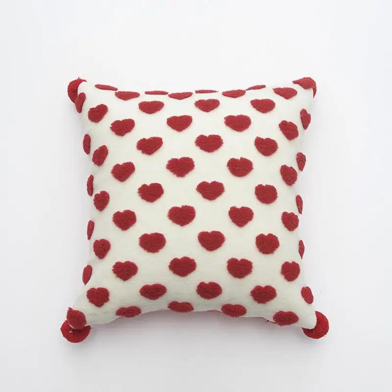 

Love Heart Plush Couch Pillow Cover White Red Throw Pillowcase Valentine s Day Living Room Sofa Chair Cushion Decor Cases красный