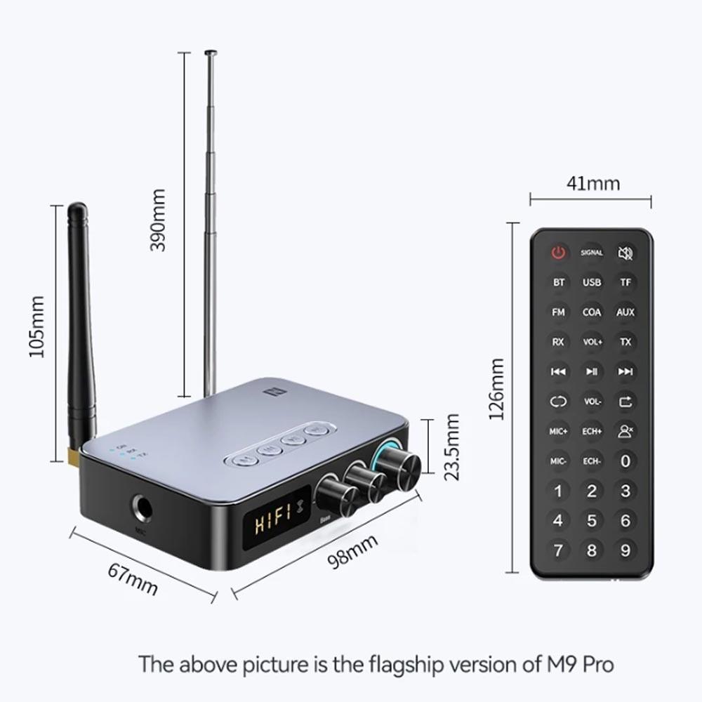M9 M9Pro Bluetooth Audio Receiver Transmitter DSP Wireless Adapter NFC/AUX/RCA/USB U-Disk/TF/6.5 Mic Karaoke/Coaxial/FM Radio