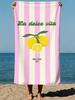 Summer Boho Style Lemons Dolce Vita Text Amalfi Coast Italy Art Style Beach Towel Swimming Pool Microfiber Quick-Dry Sand-Free