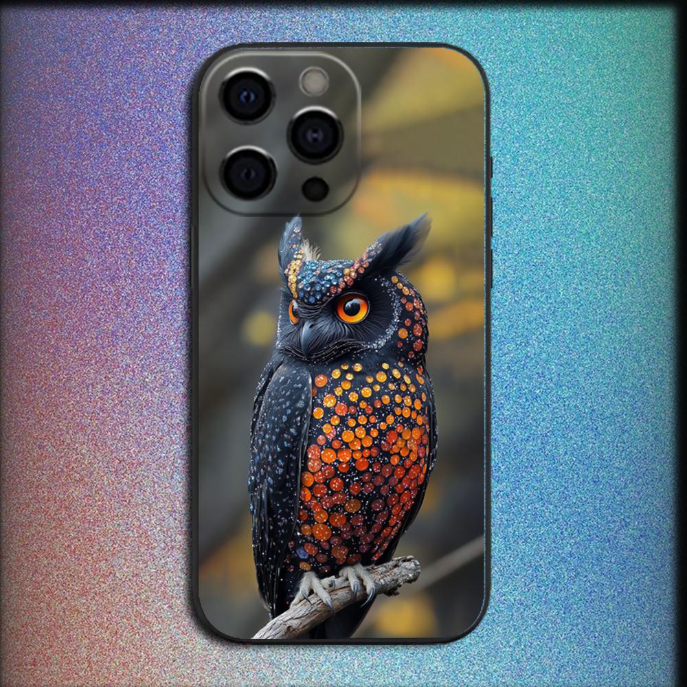 Pet Cute Owl Phone Case For iPhone 16,15,14,13,12,11,Pro,X,XS,Max,XR,Plus,Mini Soft Black Cover