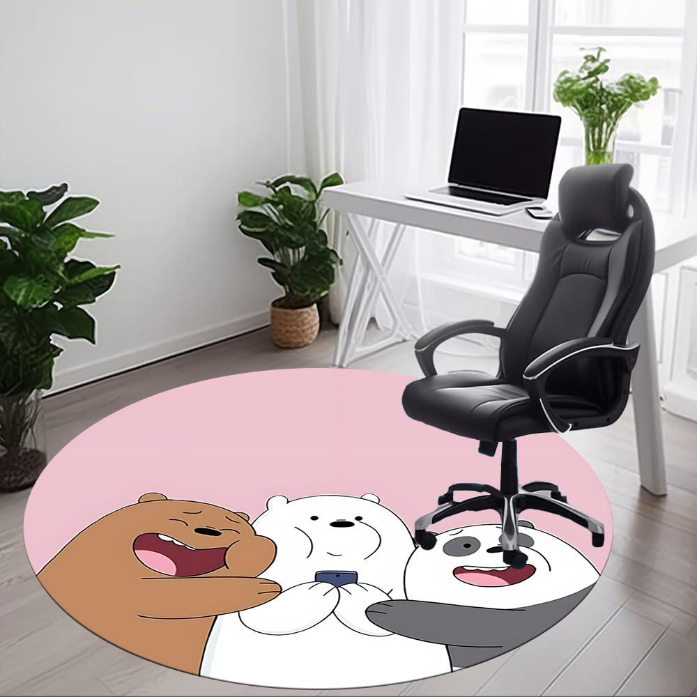 1pc Bear Friends Office Round Area Rug, Under Office Chairs Bedroom Living Room Home Decor, Room Deco, Available In Various Sizes