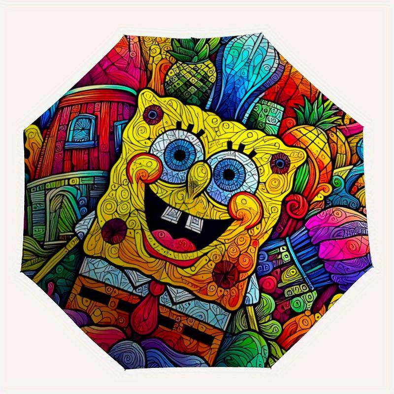 

1pc SpongeBob Self-Folding Umbrella, 8-Bone Compact Travel Umbrella, Durable Plastic And Iron Frame124