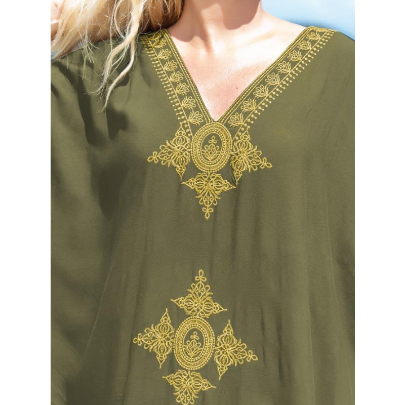 Damenmode Sommer Frühling 1/2 Ärmel V-Ausschnitt Lockere Taille Freizeitkleider