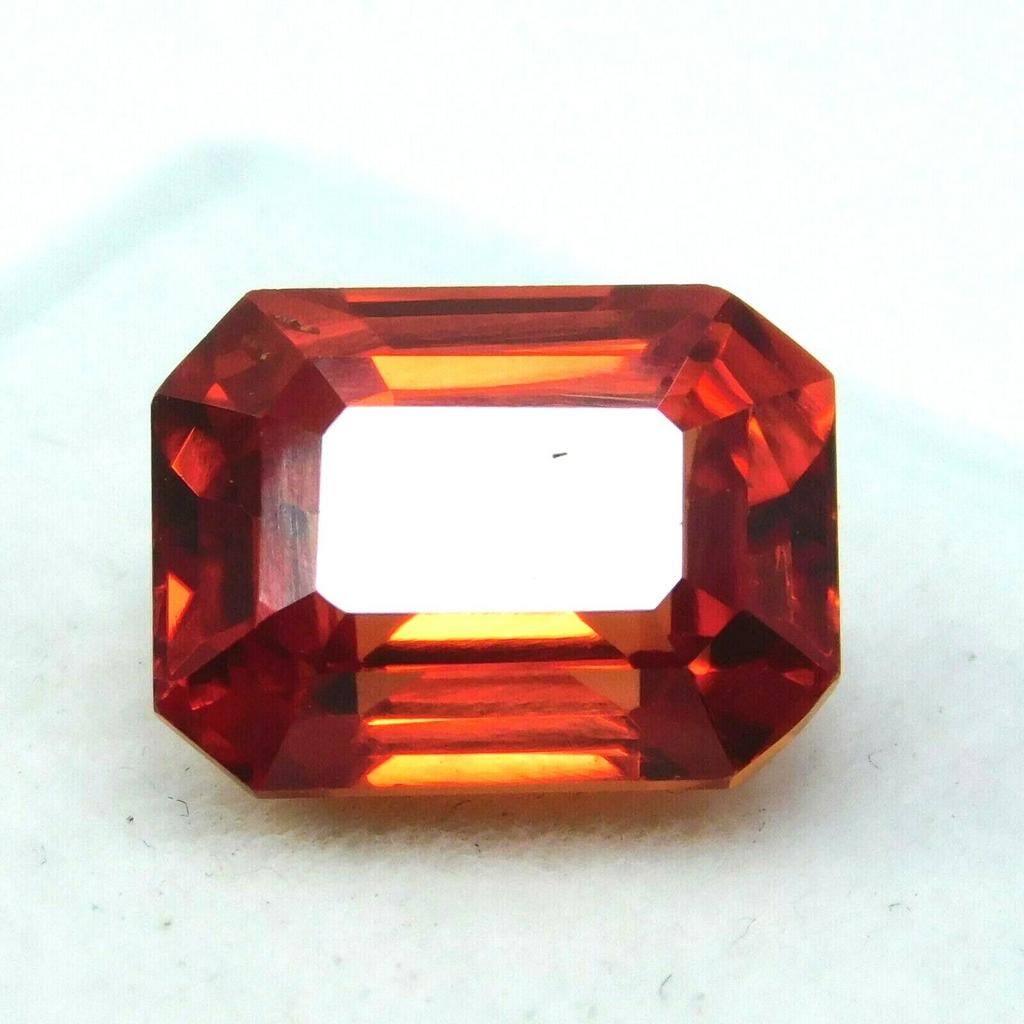 Natural Orange Sapphire Loose Gemstone 8.57 ct Ceylon Rectangle Cut September Birthday Birthstone