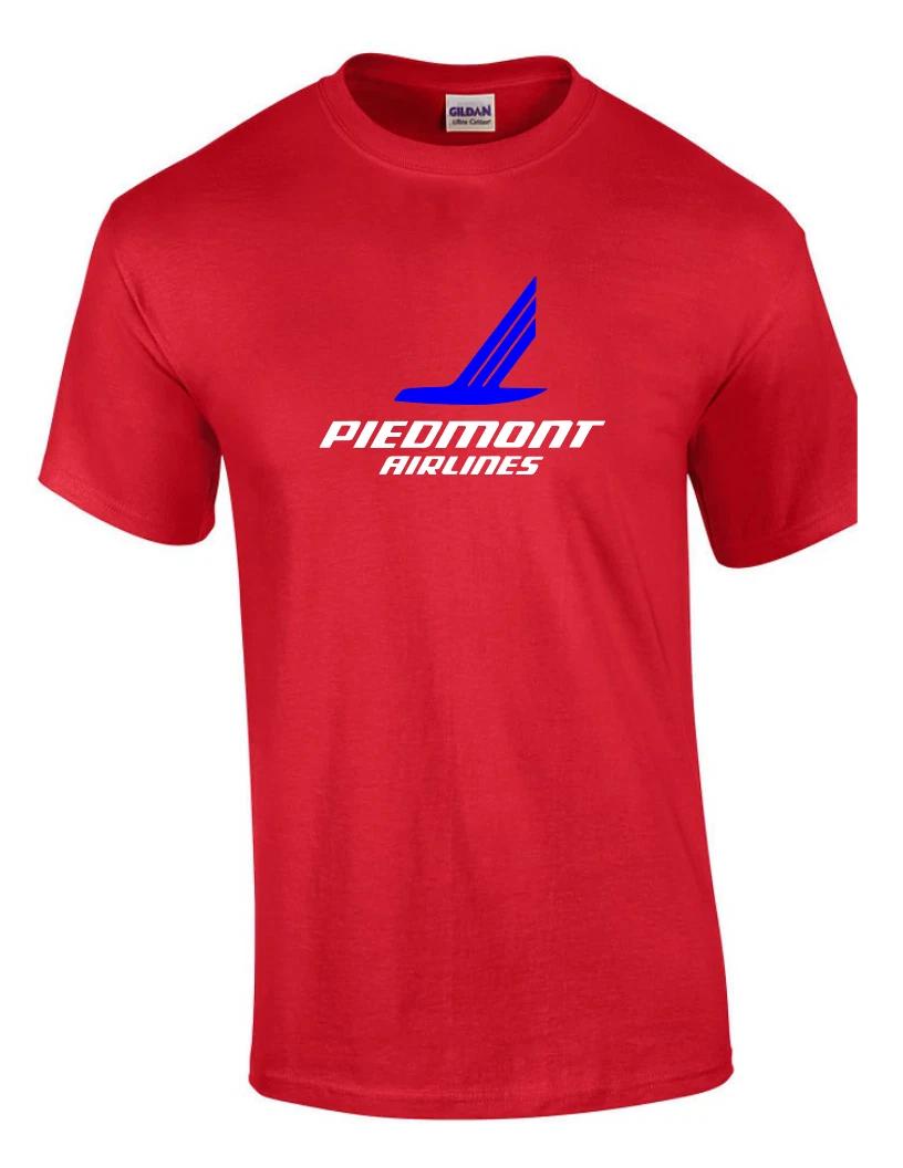 Piedmont Airlines White Blue Logo US Aviation Geek Red Cotton T-Shirt 3XL