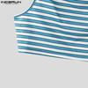 INCERUN Men Strap Sleeveless Striped Cropped Tank Tops Undershirts
