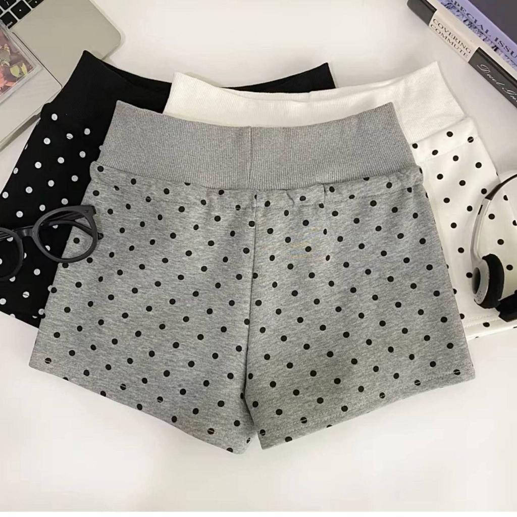 Nuovi Pantaloncini Sportivi a Pois con Coulisse Donna Estate Versatili Slim-fit Casual Pantaloni Dritti
