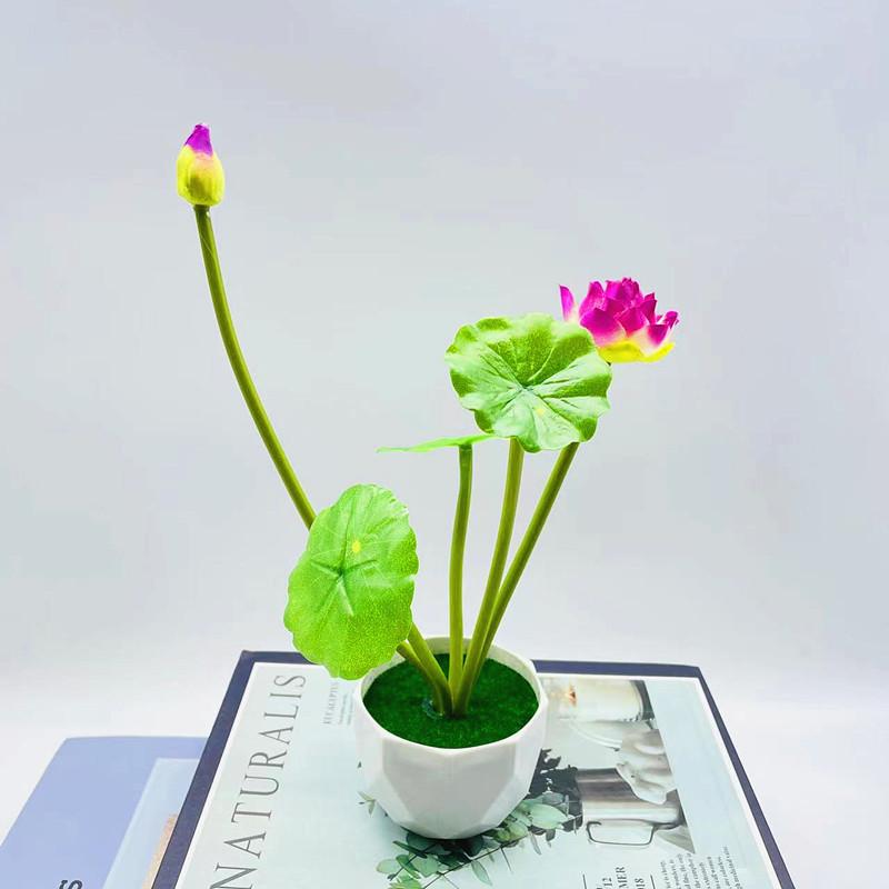 Nelumbo Sp Fake Potted Plant With Plastic Pot For Home Decor And Display Office