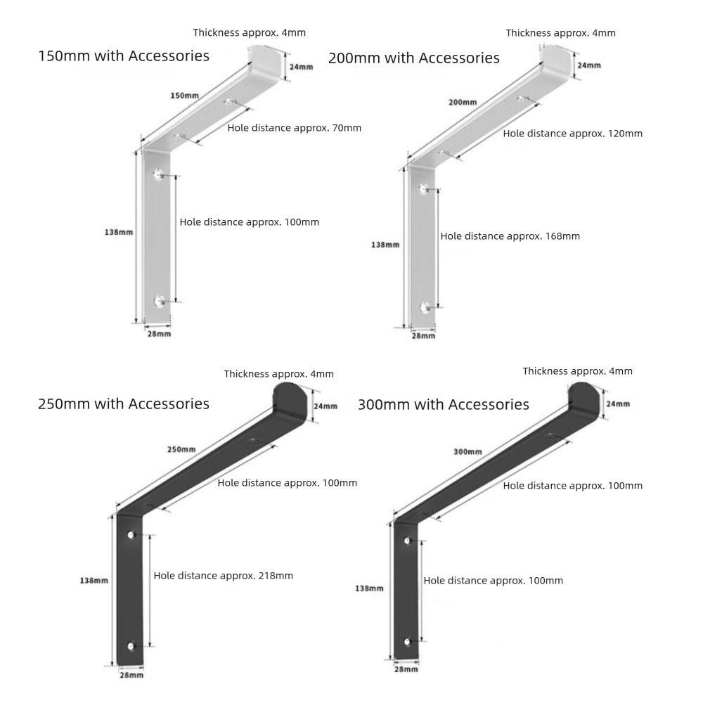 Stainless Steel L Type Shelf Brackets 90 Degree Concealed Triangular Support Frame Rustproof Enduring Floating Shelf Bracket