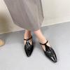 Johnature Genuine Leather Buckle Strap Women's Shoes French Style Versatile Temperament Pointed Flat Shoes