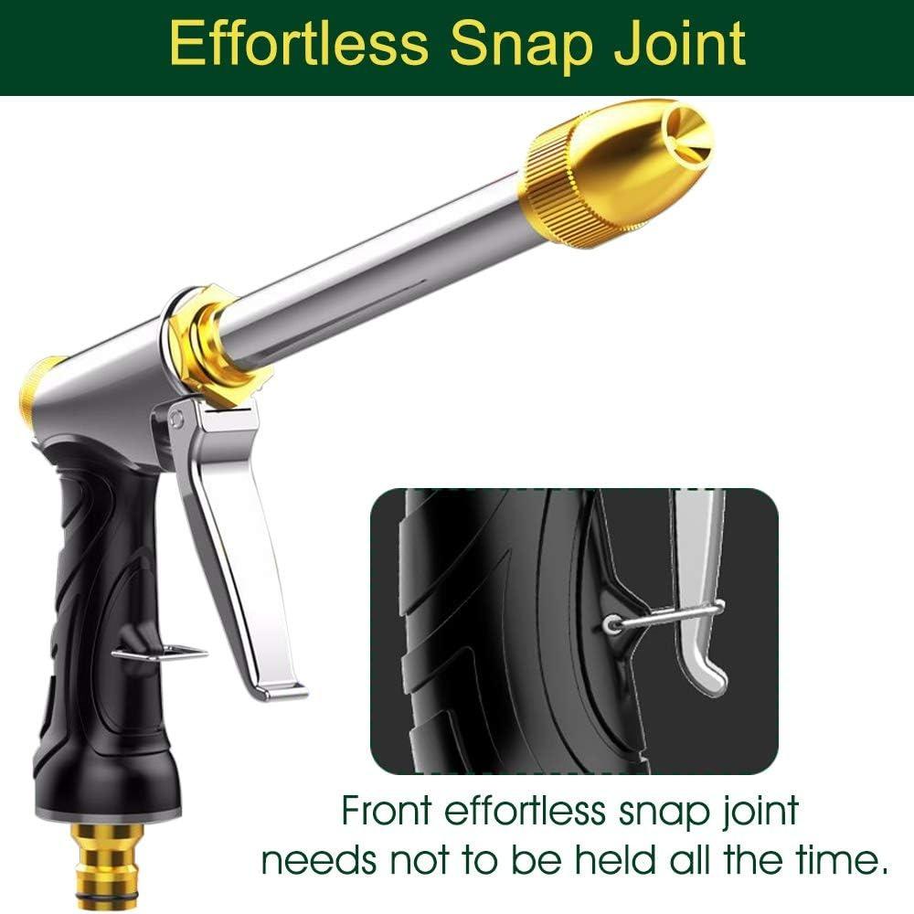 Upgrade Water Hose Nozzle Long Rod Garden Hose Nozzle Heavy Duty metal Brass sprayer 360° Rotaing spray gun for car wash, Plants