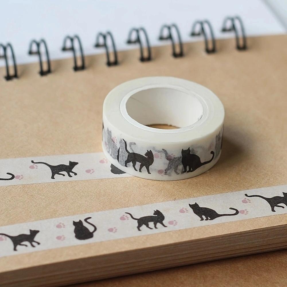 1 Rolle Cartoon Schwarze Katze Druck Papierklebebänder Masking Tape Dekorative Klebebänder