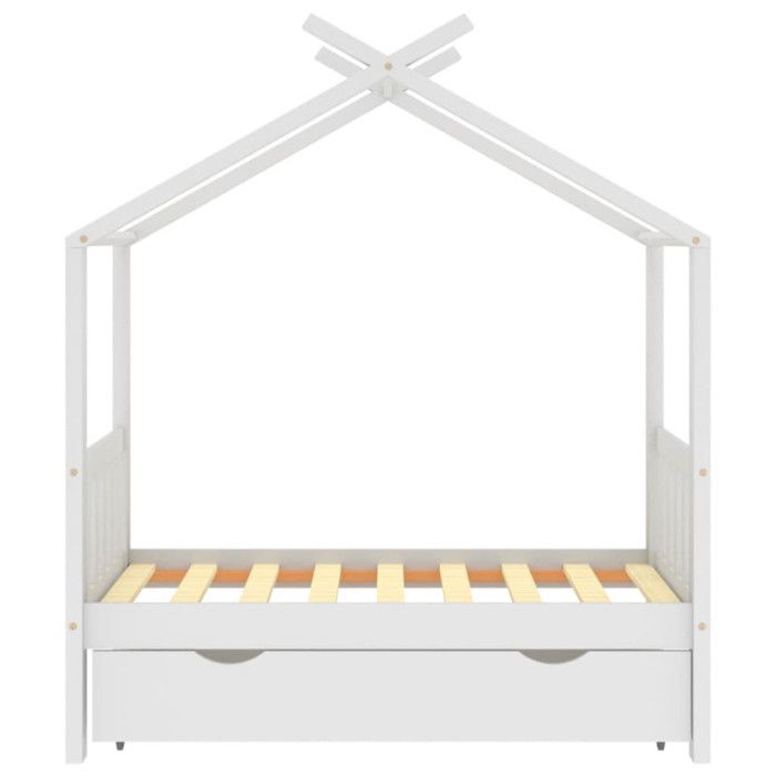 VidaXL Cadre de lit enfant avec tiroir blanc pin massif 70x140 cm, cadre de lit en bois pour enfant, lit, lit pour enfant 322148