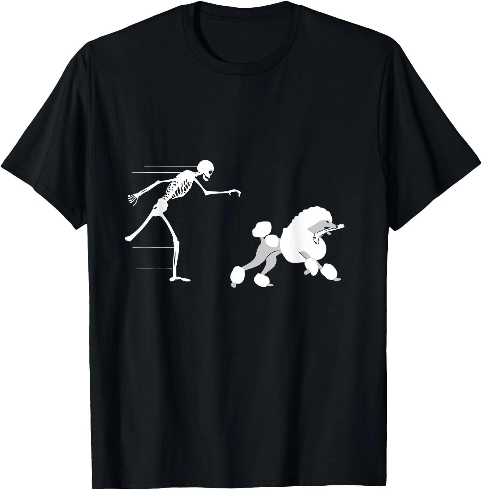 Funny Halloween Skeleton Leg Poodle T-Shirt T-Shirt S