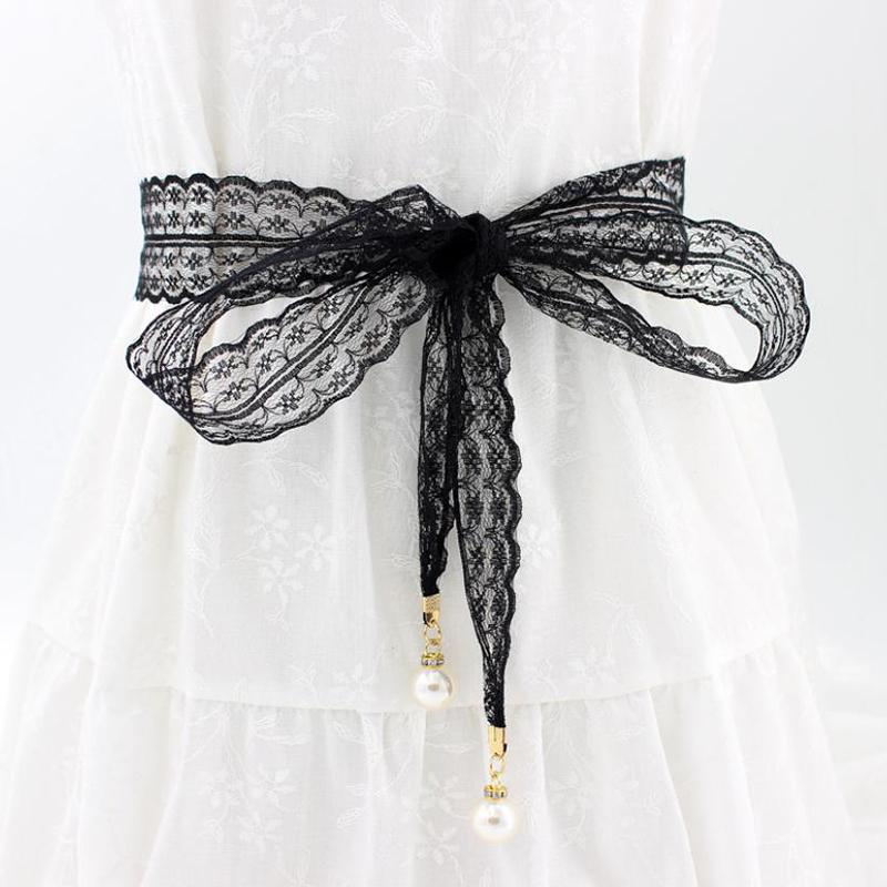 Sweet Decorative Lace Waist Belts Pearl Pendant Clothing Accessories Chain Belt Elegant Dress Waist Chain For Women