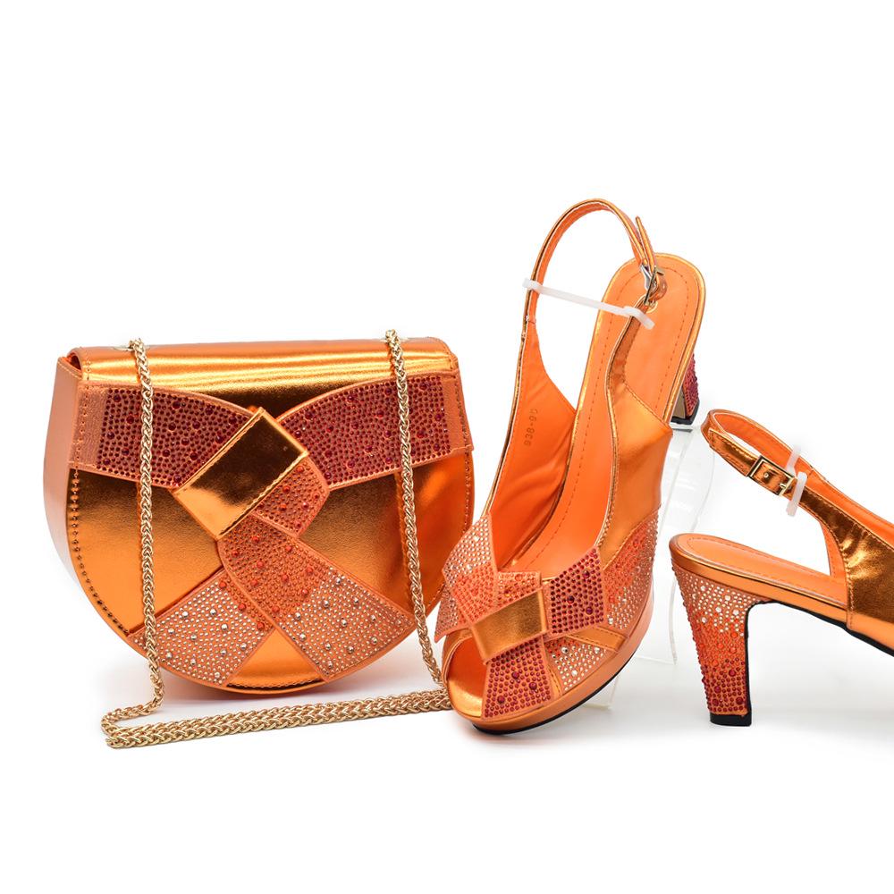 Rhinestone Peep-toe Heels & Bag Set for New Year's Eve