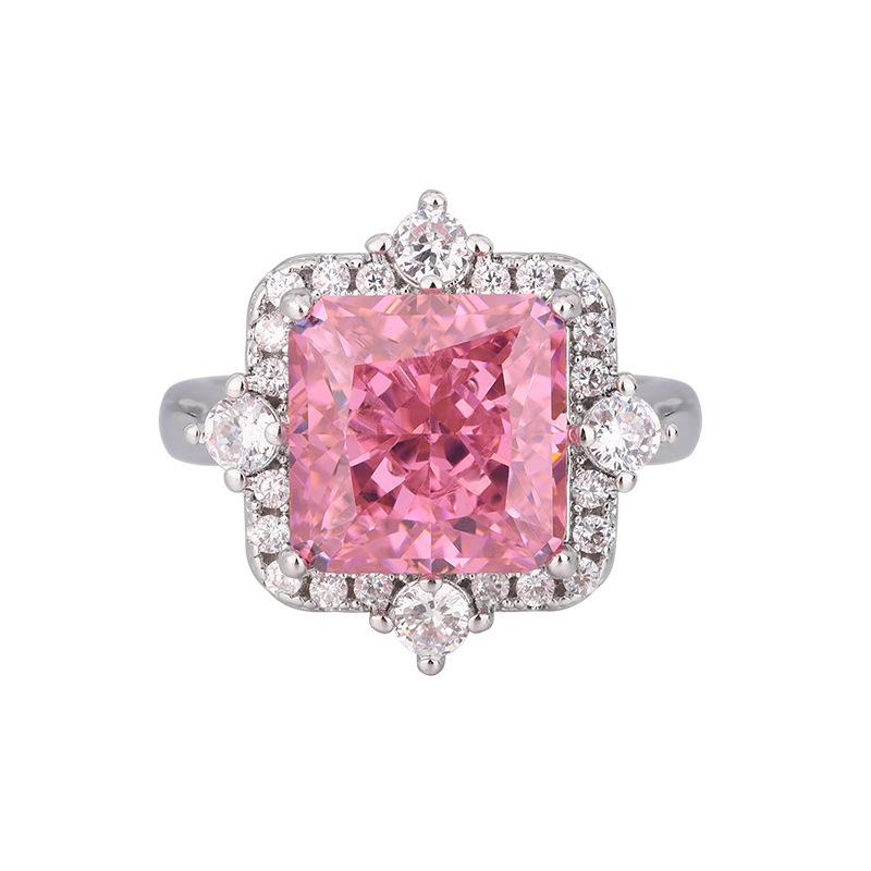 Autumn And Winter Jewelry High Carbon Diamond Ice Flower Cut Copper Inlaid Princess Square Premium Set 12 * 12-10 * 10