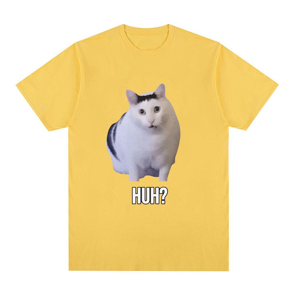 Cat Saying Huh Funny Meme TShirt Unisex Unisex 100 Cotton Breathable Short Sleeve Oversized T Shirts Fashion Harajuku Tee Shirt