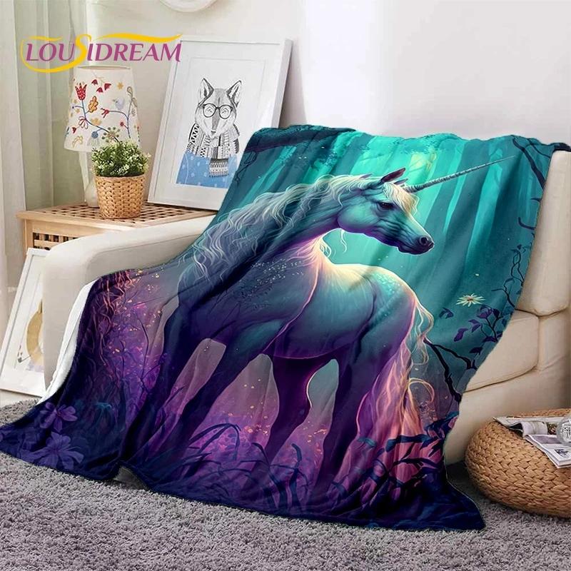 3D Cute Dream Unicorn Cartoon Girl Soft Flannel Blanket for Beds Bedroom Sofa Picnic,Throw Blanket for Outdoor Leisure Nap Gift