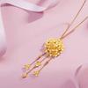 9999 Real Gold 24K Yellow Gold Hydrangea Tassel Necklace Fashion Antique Niche