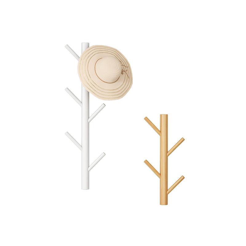 1PC Wall-mounted Coat Rack Creative Coat Rack Bedroom Wooden Hook Modern Solid Wood Simple 4 Hooks