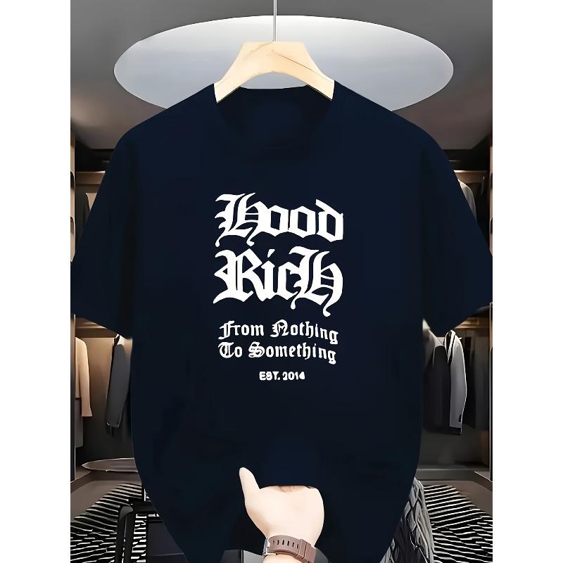 Men's Casual Round-neck T-shirt, Machine-washable Material, Featuring a Geometric Special Font Pattern Print Suitable for Summer Sporty Style T-shirts