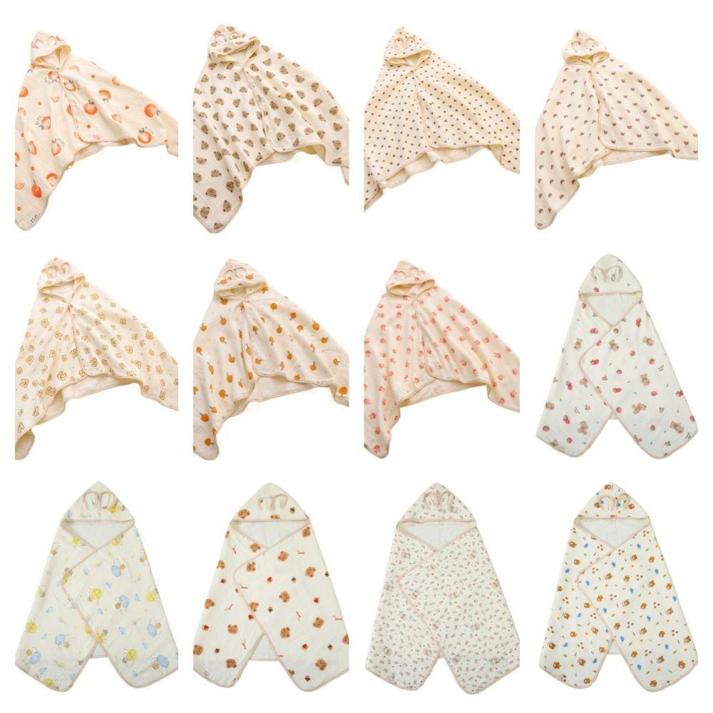 Bear Printed Pure Cotton Gauze Soft Texture Baby Swaddle Cloth Gauze Cover Blanket Children's Bath