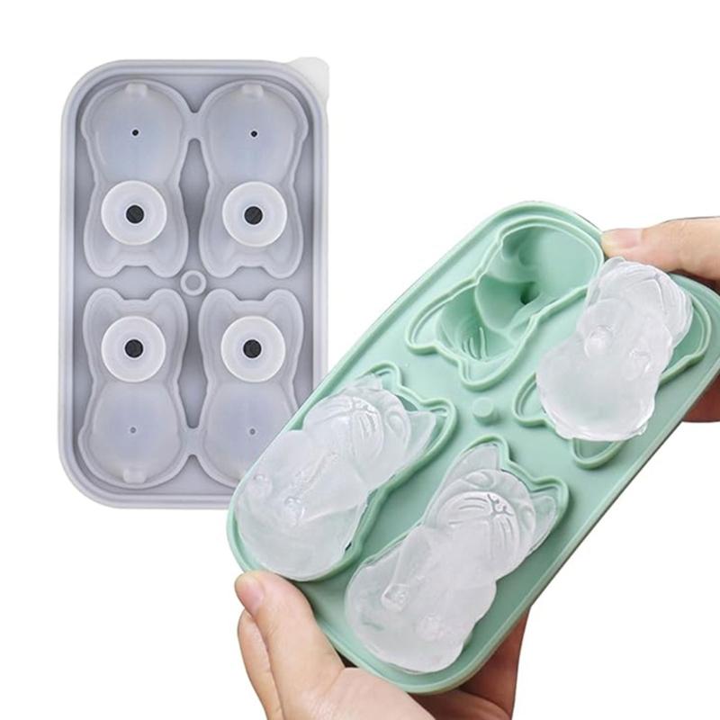 Bulldog Shaped Ice Cube Tray Flexible Silicones Dog Mold Convenient Ice Making Molds Multifunctional Kitchen Tool